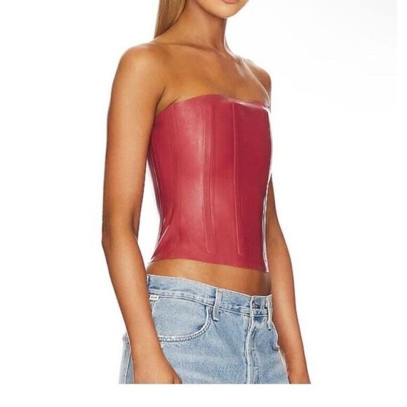 Miaou Libra Corset Top Boned Latex Strawberry red Fetish Sz L NWOT $395 Revolve - Picture 3 of 9